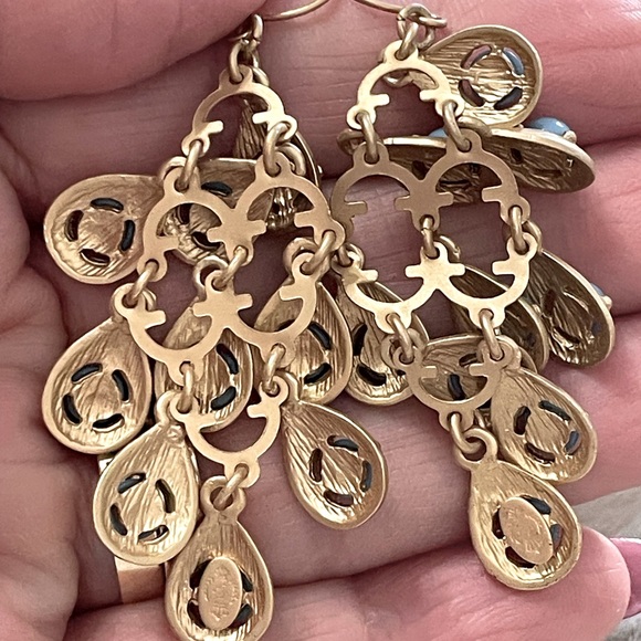 Darling Cascade Gold Faux Turquoise Stones Earrings - Picture 6 of 11